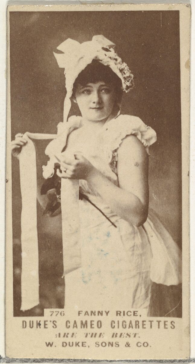 Card Number 776, Fanny Rice, from the Actors and Actresses series (N145-5) issued by Duke Sons & Co. to promote Cameo Cigarettes, Issued by W. Duke, Sons &amp; Co. (New York and Durham, N.C.), Albumen photograph 