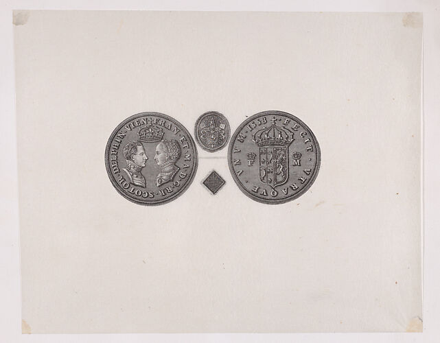 Medal commemorating the marriage of Mary, Queen of Scots to the Dauphin Francis of France, with Mary's privy seal and signet ring