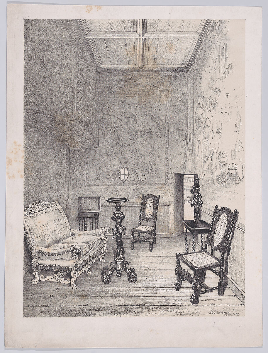 Dressing Room of Mary, Queen of Scots, Holyrood Palace, Samuel Dukinfield Swarbreck (British, ca. 1799–1863), Lithograph 