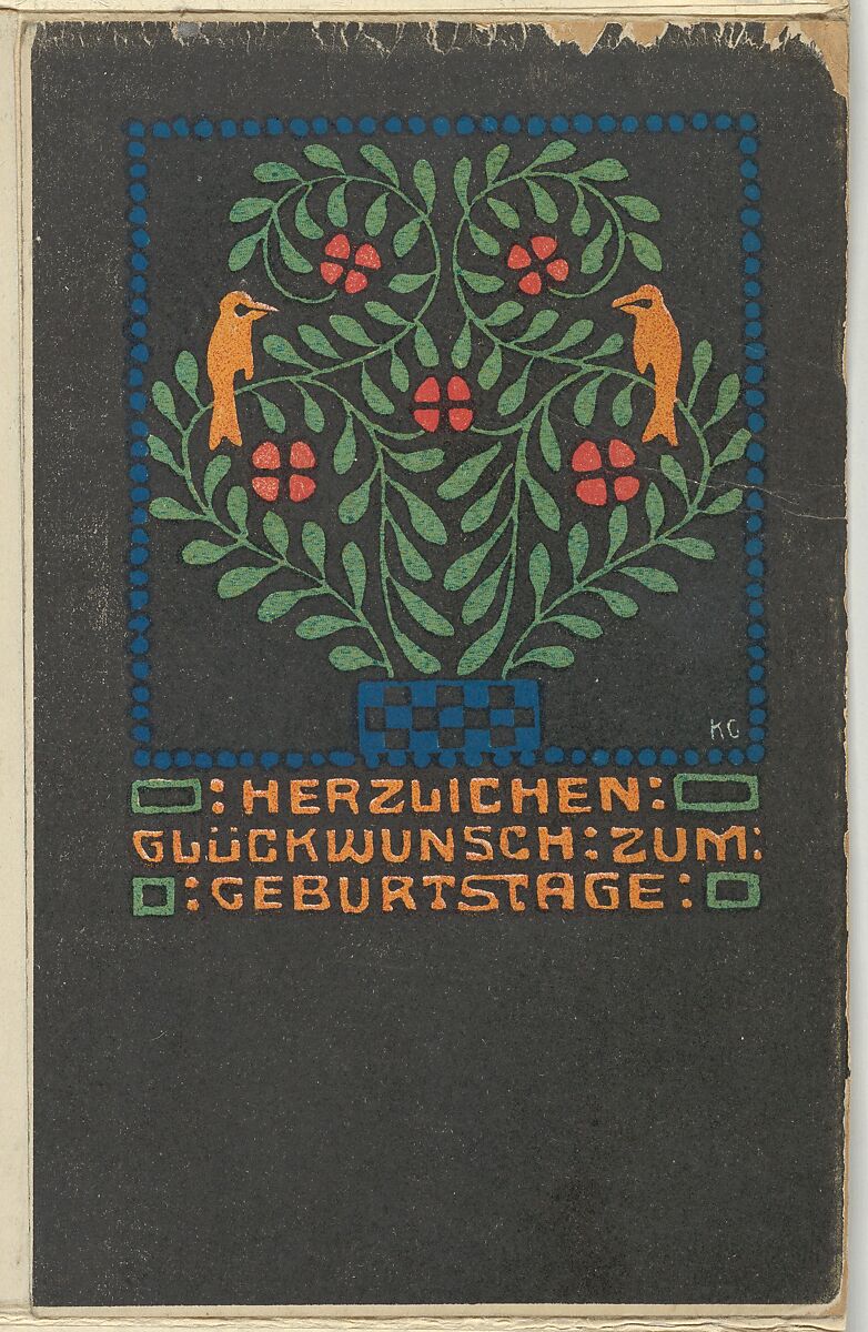 Happy Birthday (Herzlichen Glückwunsch zum Geburtstage), Gustav Kalhammer (Austrian, Vienna 1886–1919/20 (?) Vienna), Color lithograph 