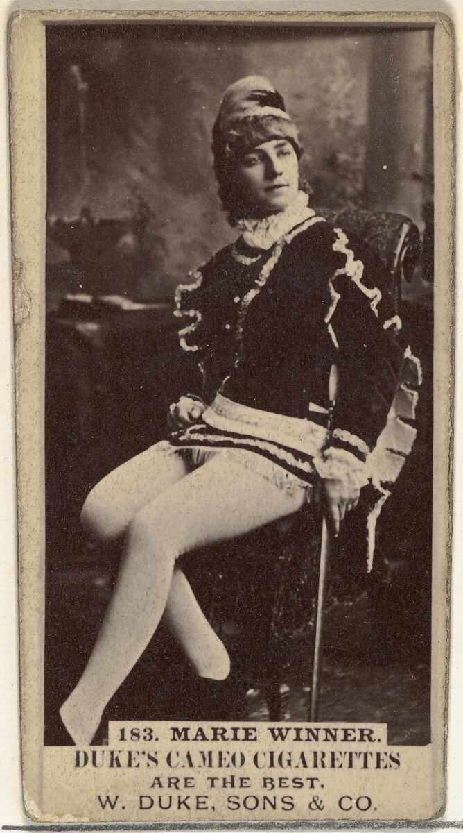 Card Number 183, Marie Winner, from the Actors and Actresses series (N145-5) issued by Duke Sons & Co. to promote Cameo Cigarettes, Issued by W. Duke, Sons &amp; Co. (New York and Durham, N.C.), Albumen photograph 