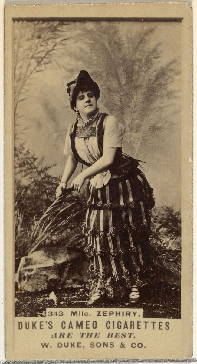Card Number 343, Mlle. Zephiry, from the Actors and Actresses series (N145-5) issued by Duke Sons & Co. to promote Cameo Cigarettes, Issued by W. Duke, Sons &amp; Co. (New York and Durham, N.C.), Albumen photograph 