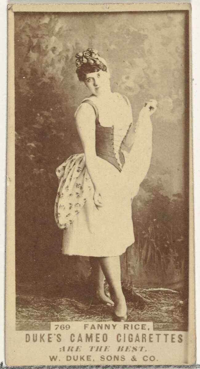 Card Number 769, Fanny Rice, from the Actors and Actresses series (N145-5) issued by Duke Sons & Co. to promote Cameo Cigarettes, Issued by W. Duke, Sons &amp; Co. (New York and Durham, N.C.), Albumen photograph 