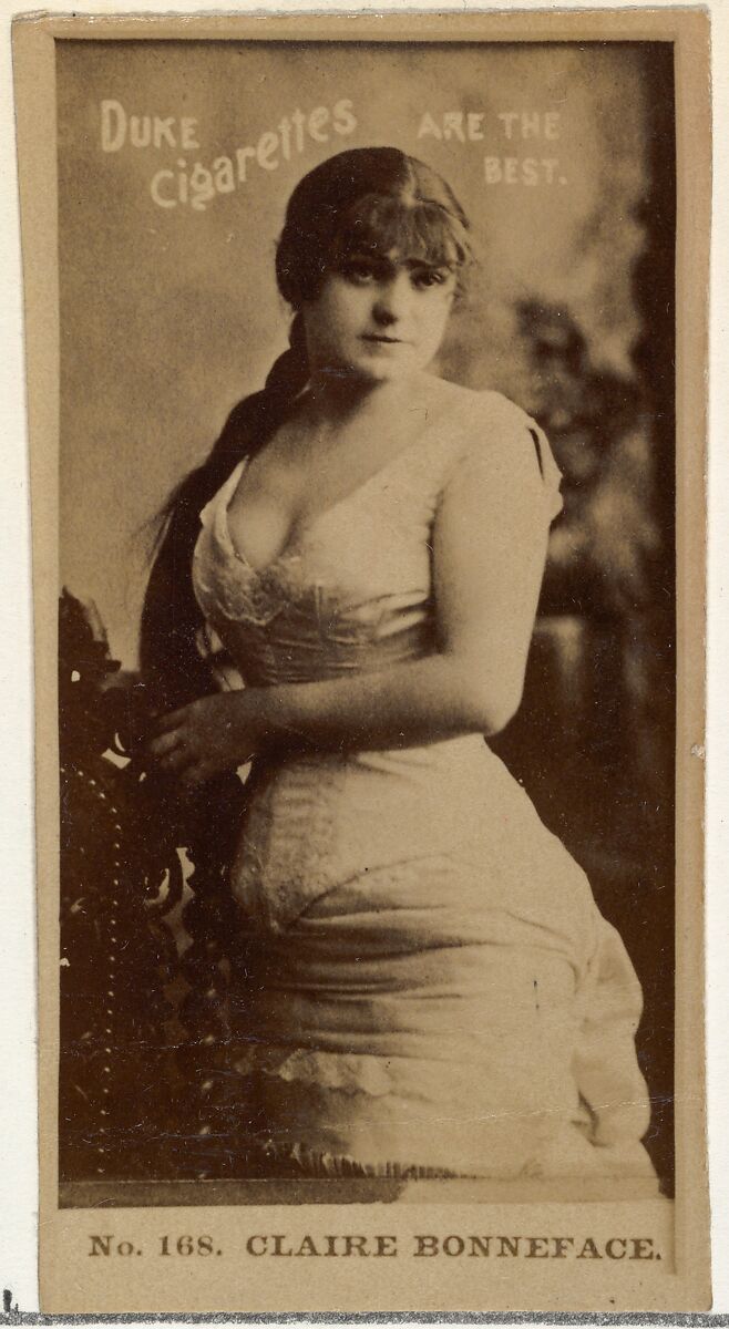 Card Number 168, Claire Bonneface, from the Actors and Actresses series (N145-6) issued by Duke Sons & Co. to promote Duke Cigarettes, Issued by W. Duke, Sons &amp; Co. (New York and Durham, N.C.), Albumen photograph 
