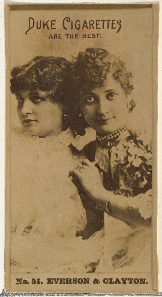 Card Number 51, Everson & Clayton, from the Actors and Actresses series (N145-6) issued by Duke Sons & Co. to promote Duke Cigarettes, Issued by W. Duke, Sons &amp; Co. (New York and Durham, N.C.), Albumen photograph 