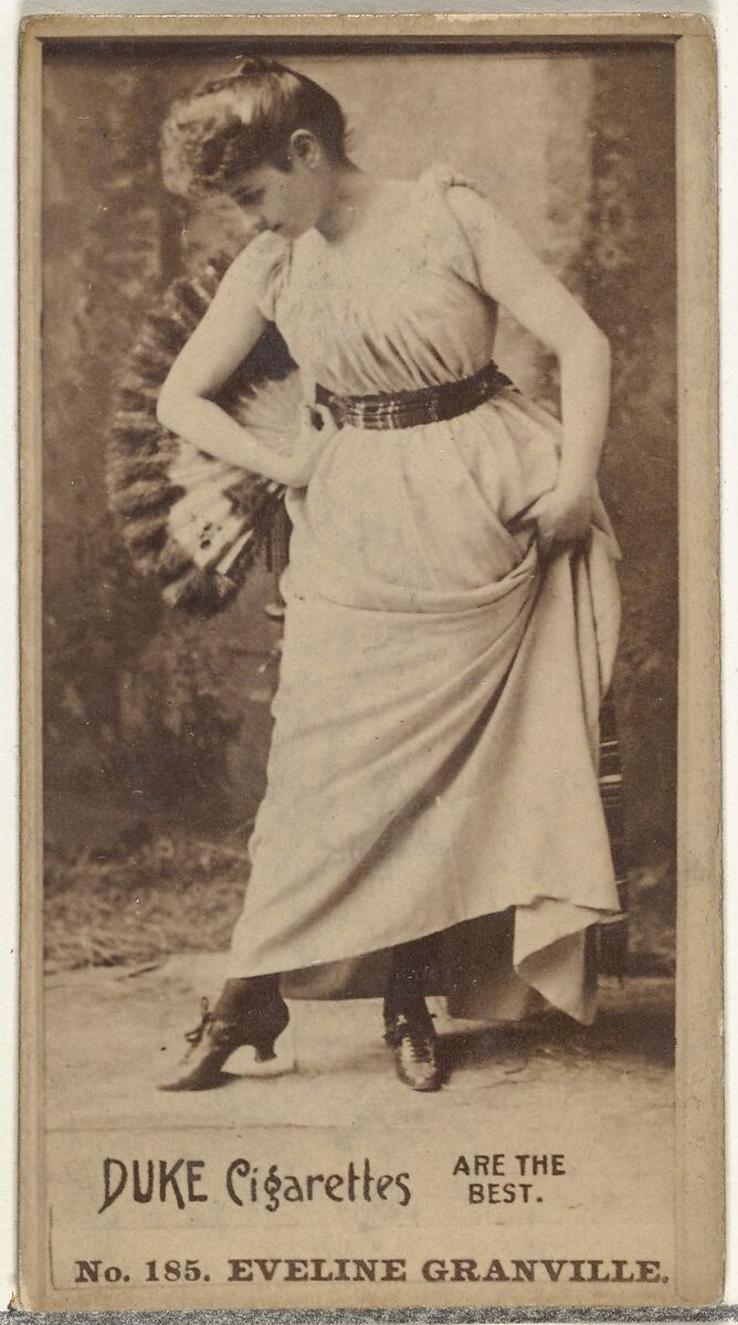 Card Number 185, Eveline Granville, from the Actors and Actresses series (N145-6) issued by Duke Sons & Co. to promote Duke Cigarettes, Issued by W. Duke, Sons &amp; Co. (New York and Durham, N.C.), Albumen photograph 