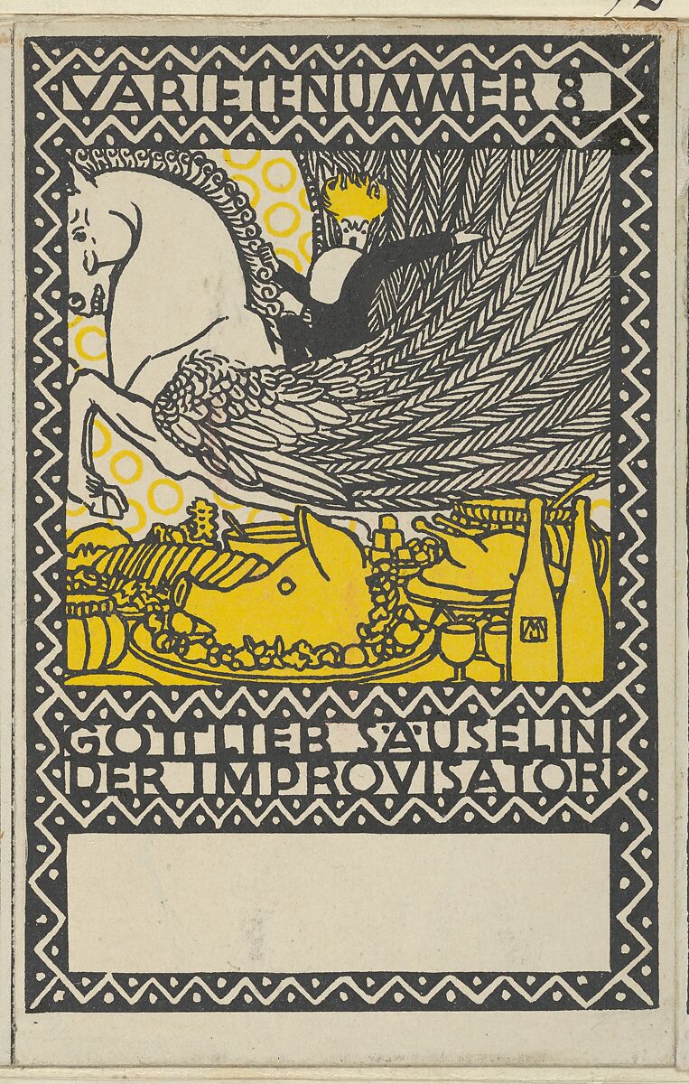 Act 8: Gottlieb Säuselin the Improviser (Varietenummer 8: Gottlieb Säuselin der Improvisator), Moriz Jung (Austrian (born Czechoslovakia) Moravia 1885–1915 Manilowa (Carpathians)), Color lithograph 