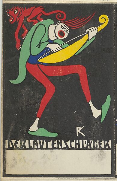 The Lute Player (Der Lautenschläger), Rudolf Kalvach (Austrian, Vienna 1883–1932 Kosmanos), Color lithograph 