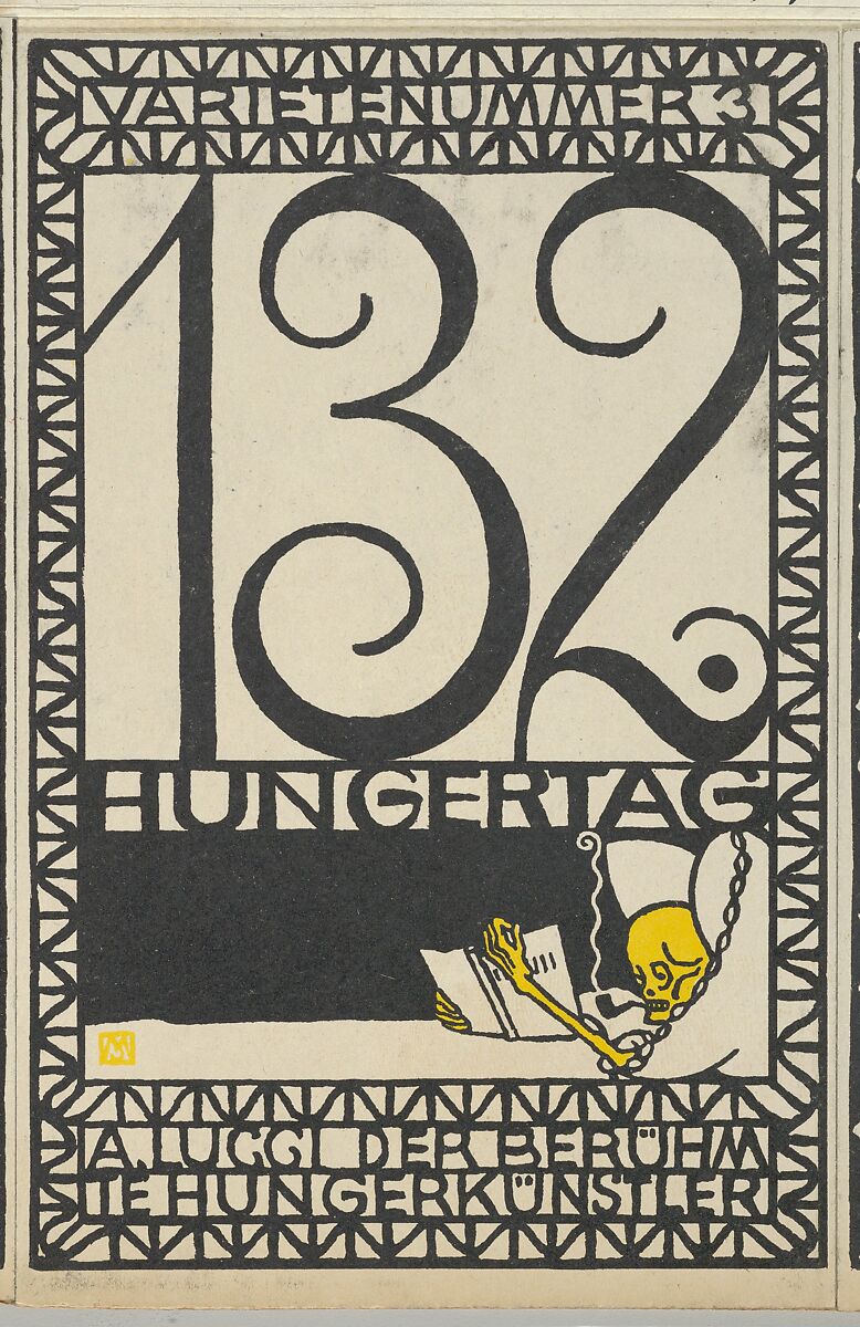 Variety Act 3: 132nd Day of Fasting, A. Lucci the Famous Hunger Artist (Varietenummer 3: 132 Hungertag, A. Lucci der Berühmte Hungerkünstler), Moriz Jung (Austrian (born Czechoslovakia) Moravia 1885–1915 Manilowa (Carpathians)), Color lithograph 