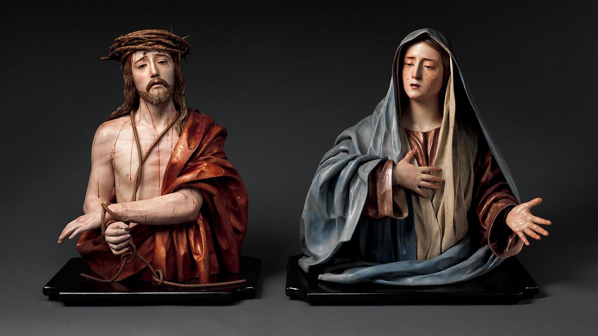Ecce Homo, Pedro de Mena (Spanish, Granada 1628–1688 Málaga), Partial-gilt polychrome wood, Spanish, probably Málaga