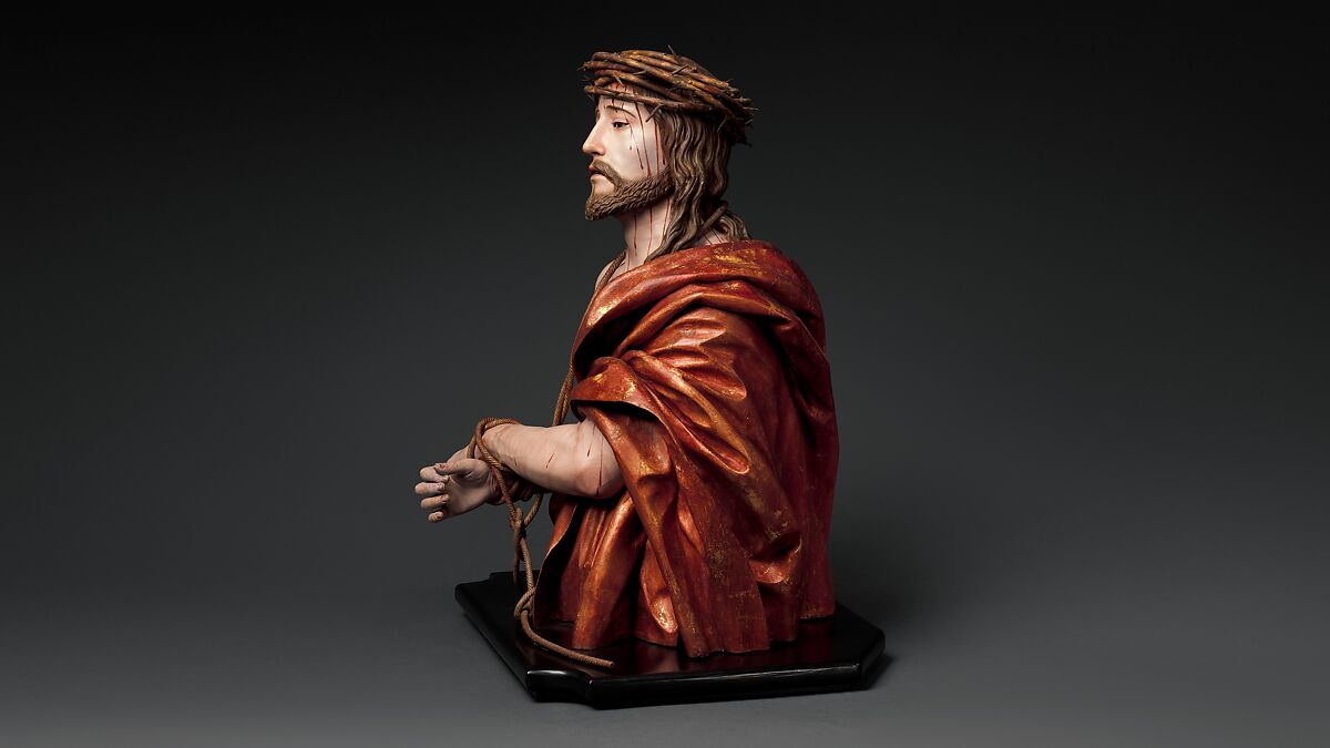 Ecce Homo, Pedro de Mena (Spanish, Granada 1628–1688 Málaga), Partial-gilt polychrome wood, Spanish, probably Málaga