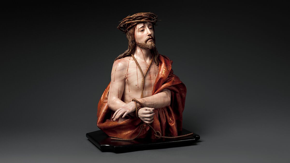 Ecce Homo, Pedro de Mena (Spanish, Granada 1628–1688 Málaga), Partial-gilt polychrome wood, Spanish, probably Málaga