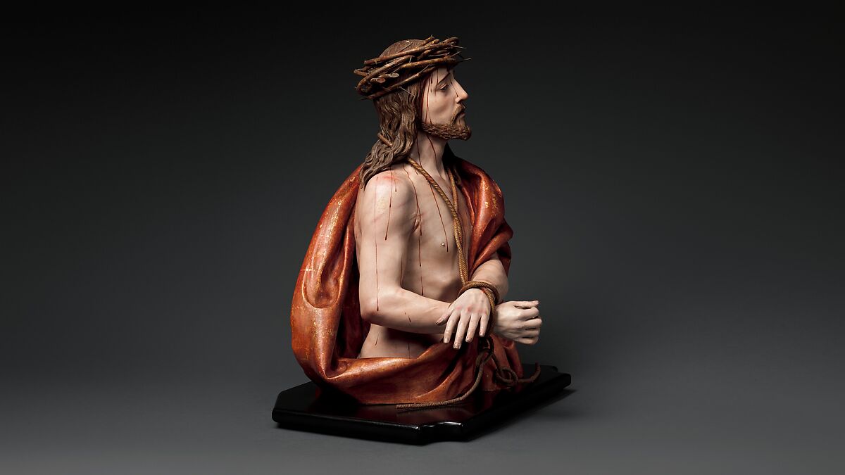 Ecce Homo, Pedro de Mena (Spanish, Granada 1628–1688 Málaga), Partial-gilt polychrome wood, Spanish, probably Málaga