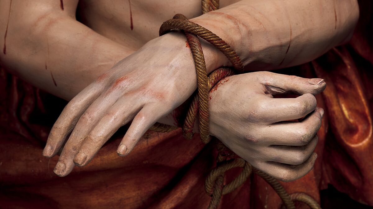 Ecce Homo, Pedro de Mena (Spanish, Granada 1628–1688 Málaga), Partial-gilt polychrome wood, Spanish, probably Málaga