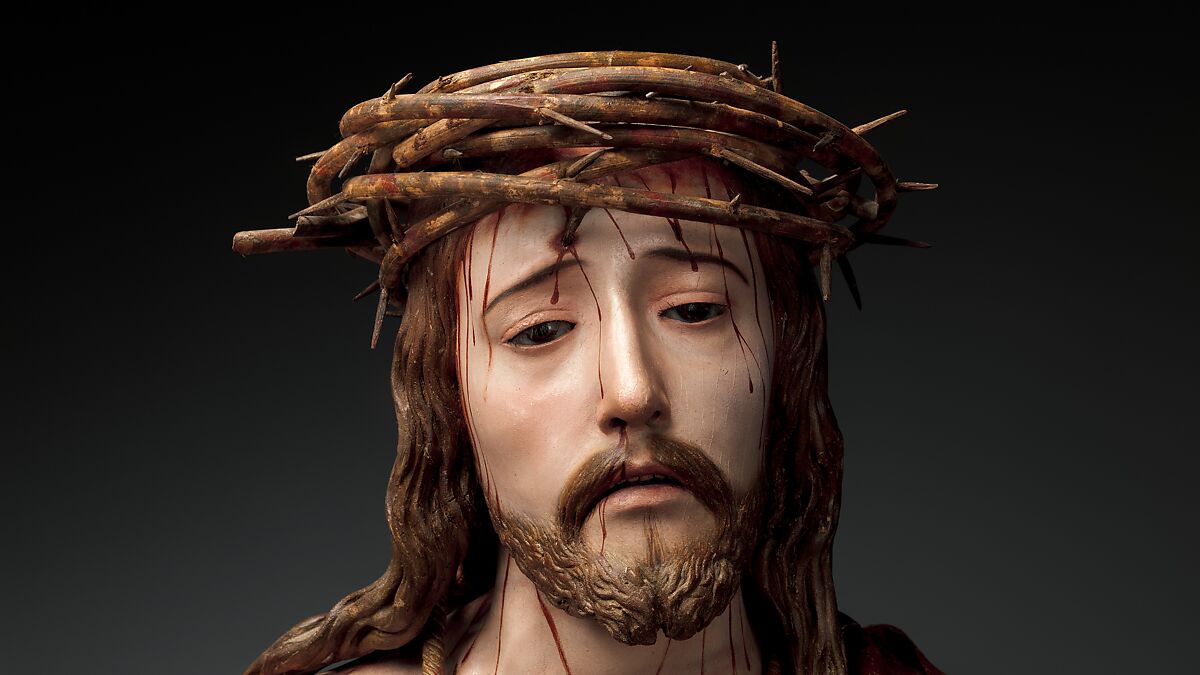 Ecce Homo, Pedro de Mena (Spanish, Granada 1628–1688 Málaga), Partial-gilt polychrome wood, Spanish, probably Málaga