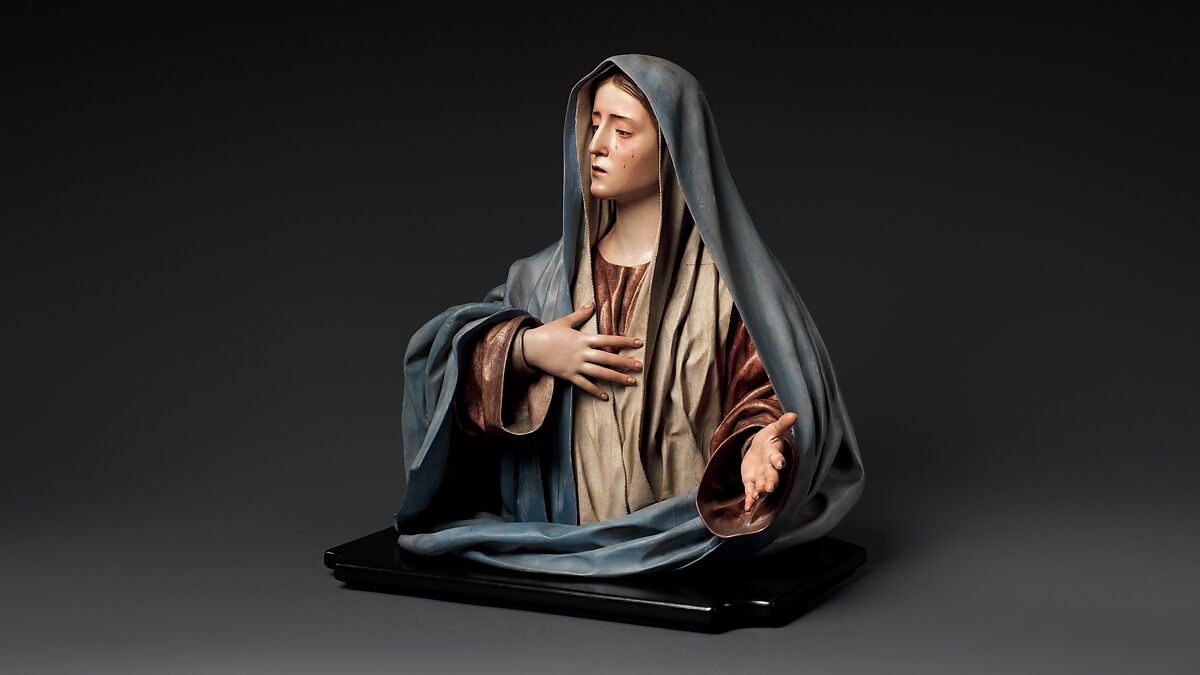 Mater Dolorosa, Pedro de Mena (Spanish, Granada 1628–1688 Málaga), Partial-gilt polychrome wood, Spanish, probably Málaga