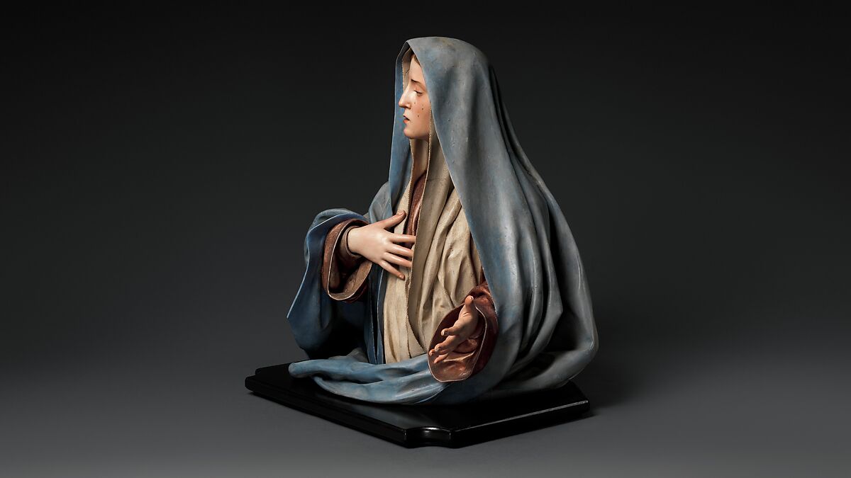 Mater Dolorosa, Pedro de Mena (Spanish, Granada 1628–1688 Málaga), Partial-gilt polychrome wood, Spanish, probably Málaga