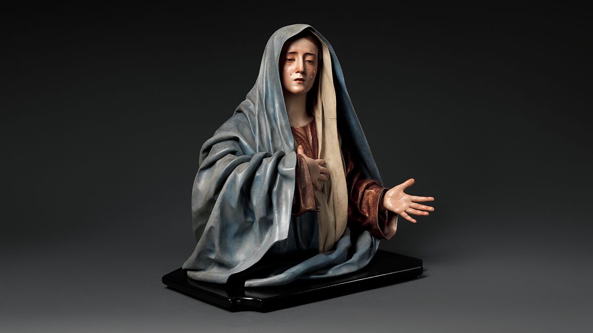 Mater Dolorosa, Pedro de Mena (Spanish, Granada 1628–1688 Málaga), Partial-gilt polychrome wood, Spanish, probably Málaga