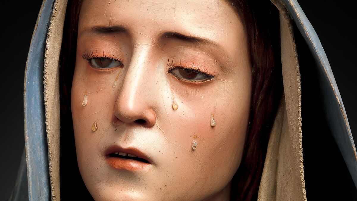 Mater Dolorosa, Pedro de Mena (Spanish, Granada 1628–1688 Málaga), Partial-gilt polychrome wood, Spanish, probably Málaga
