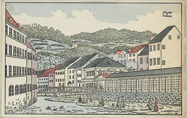 Old Karlsbad: The Sprudel Spring (Der Sprudel in Alt-Karlsbad), Unknown, Color lithograph 