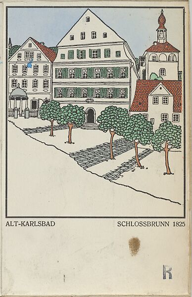 Old Karlsbad: Castle Spring 1825 (Alt-Karlsbad Schlossbrunn 1825), Alois Leupold-Löwenthal (Austrian, Vienna 1881–after 1945), Color lithograph 