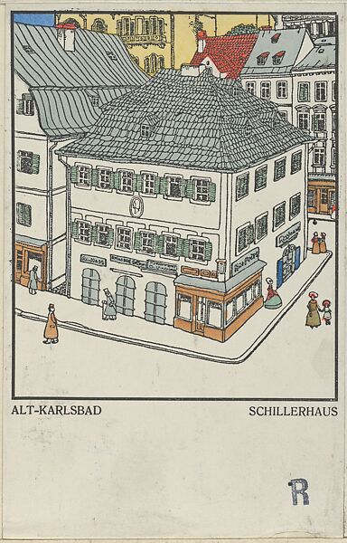 Old Karlsbad: Schiller House Alt-Karlsbad Schillerhaus), Alois Leupold-Löwenthal (Austrian, Vienna 1881–after 1945), Color lithograph 
