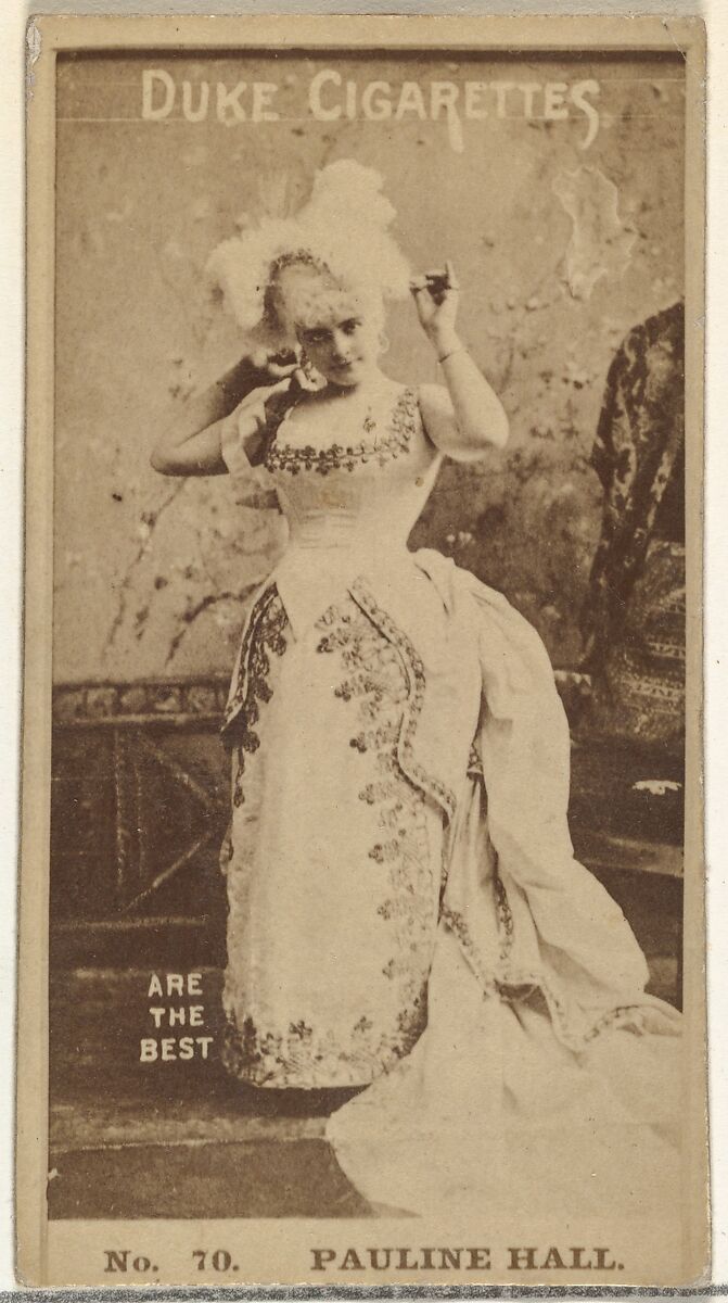 Card Number 70, Pauline Hall, from the Actors and Actresses series (N145-6) issued by Duke Sons & Co. to promote Duke Cigarettes, Issued by W. Duke, Sons &amp; Co. (New York and Durham, N.C.), Albumen photograph 