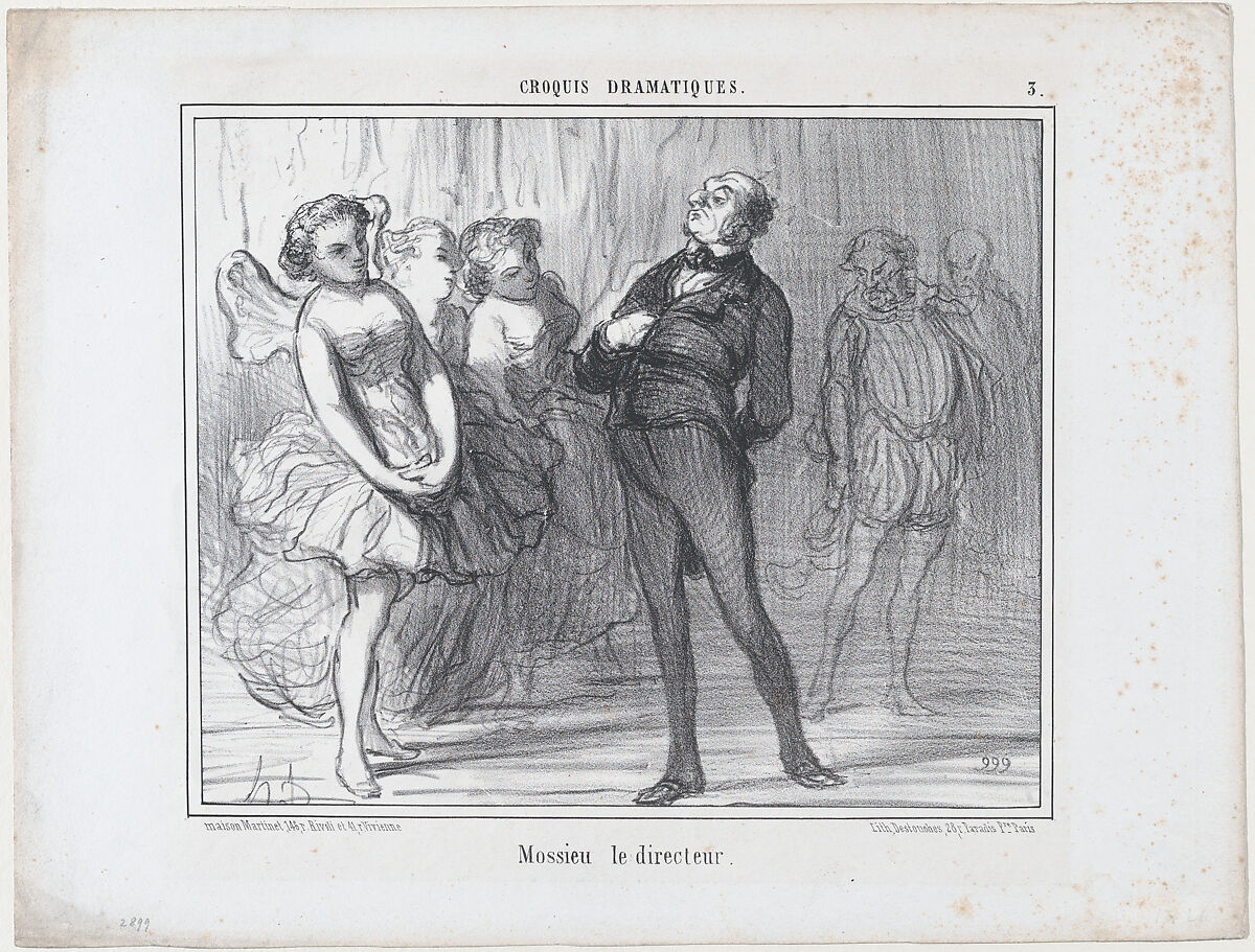 Mossieu le directeur, from Croquis Dramatiques, published in "Le Charivari", Honoré Daumier (French, Marseilles 1808–1879 Valmondois), Lithograph; second state of two (Delteil) 