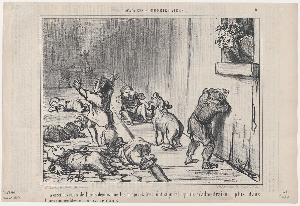 Aspect des rues de Paris depuis..., from Locataires et Propiétaires, published in Le Charivari, October 24, 1856, Honoré Daumier (French, Marseilles 1808–1879 Valmondois), Lithograph; third state of three (Delteil) 