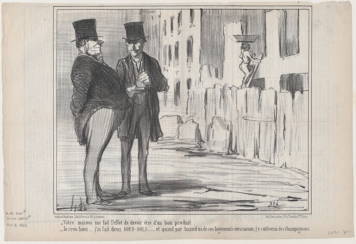 Votre maison me fait l'effet de devoir..., from Locataires et Propriétaires, published in Le Charivari, November 5, 1856, Honoré Daumier (French, Marseilles 1808–1879 Valmondois), Lithograph; second state of two (Delteil) 