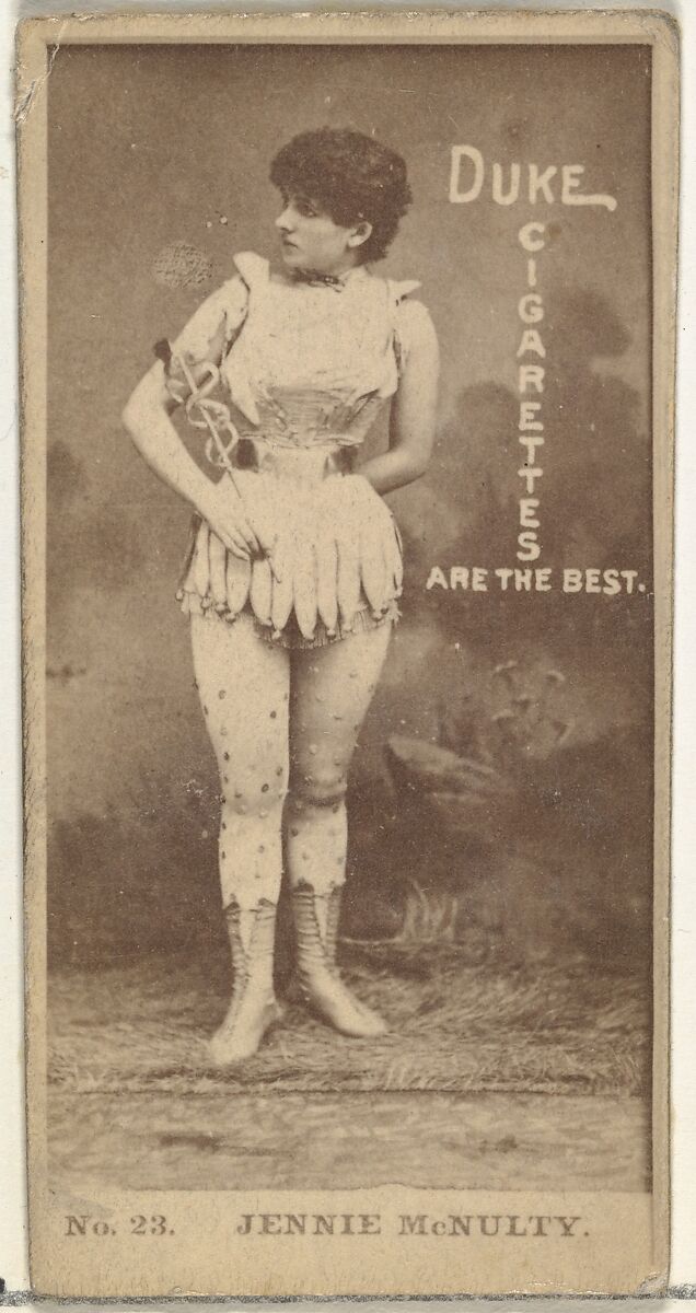 Card Number 23, Jennie McNulty, from the Actors and Actresses series (N145-6) issued by Duke Sons & Co. to promote Duke Cigarettes, Issued by W. Duke, Sons &amp; Co. (New York and Durham, N.C.), Albumen photograph