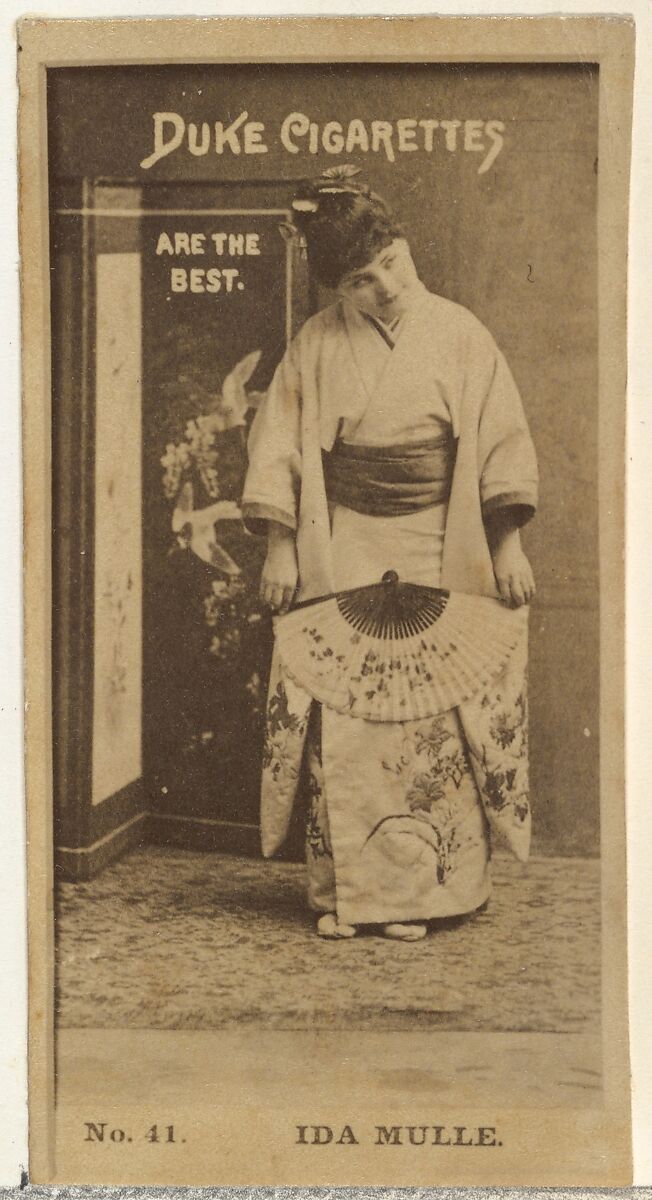 Card Number 41, Ida Mulle, from the Actors and Actresses series (N145-6) issued by Duke Sons & Co. to promote Duke Cigarettes, Issued by W. Duke, Sons &amp; Co. (New York and Durham, N.C.), Albumen photograph 