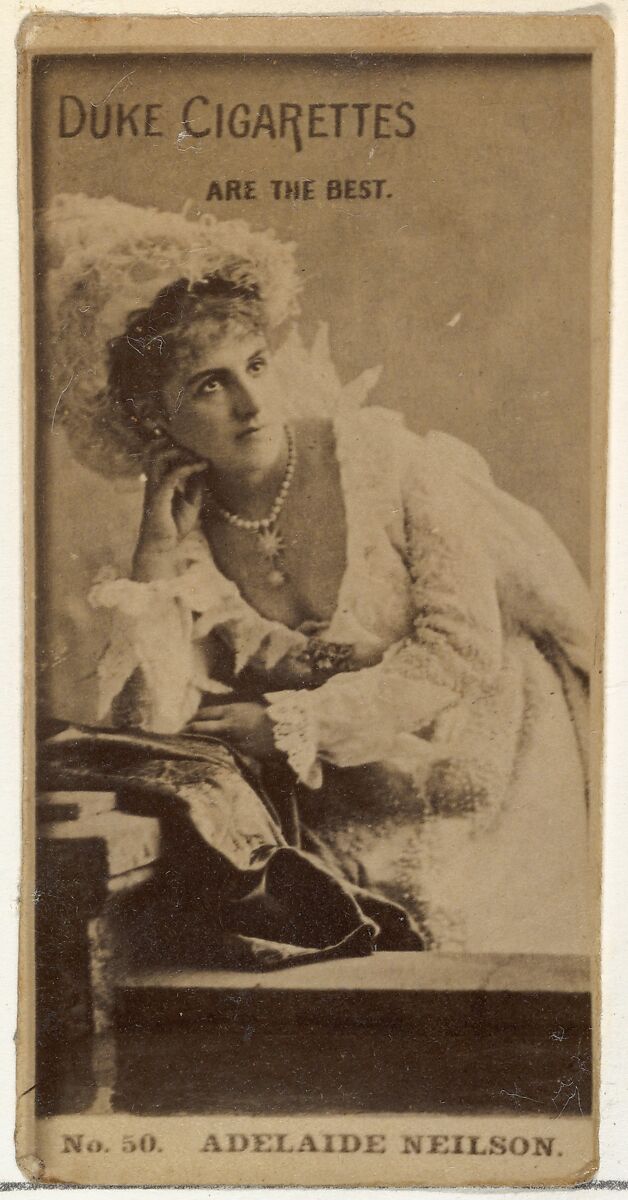 Card Number 50, Adelaide Neilson, from the Actors and Actresses series (N145-6) issued by Duke Sons & Co. to promote Duke Cigarettes, Issued by W. Duke, Sons &amp; Co. (New York and Durham, N.C.), Albumen photograph 