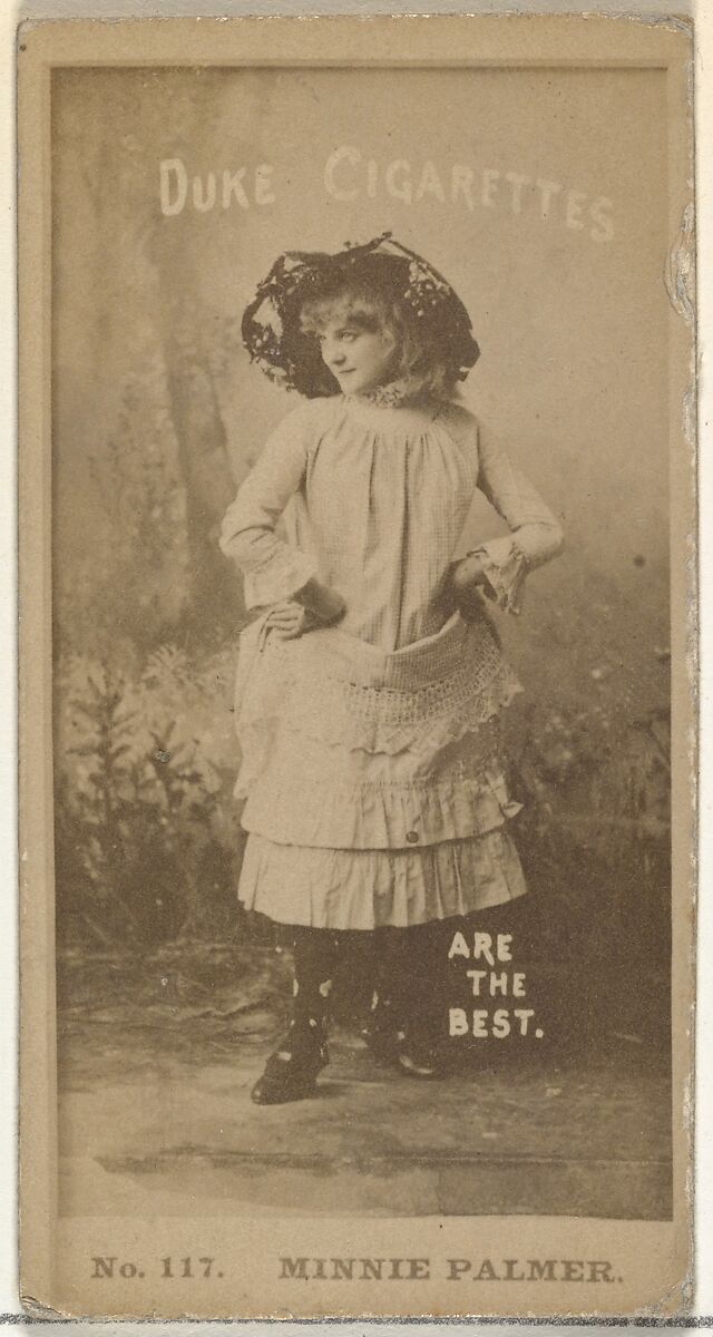 Card Number 117, Minnie Palmer, from the Actors and Actresses series (N145-6) issued by Duke Sons & Co. to promote Duke Cigarettes, Issued by W. Duke, Sons &amp; Co. (New York and Durham, N.C.), Albumen photograph 