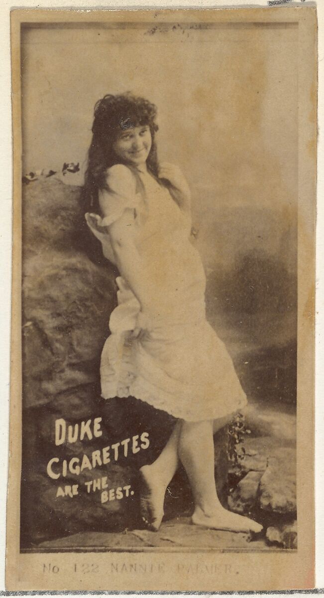 Card Number 122, Nannie Palmer, from the Actors and Actresses series (N145-6) issued by Duke Sons & Co. to promote Duke Cigarettes, Issued by W. Duke, Sons &amp; Co. (New York and Durham, N.C.), Albumen photograph 