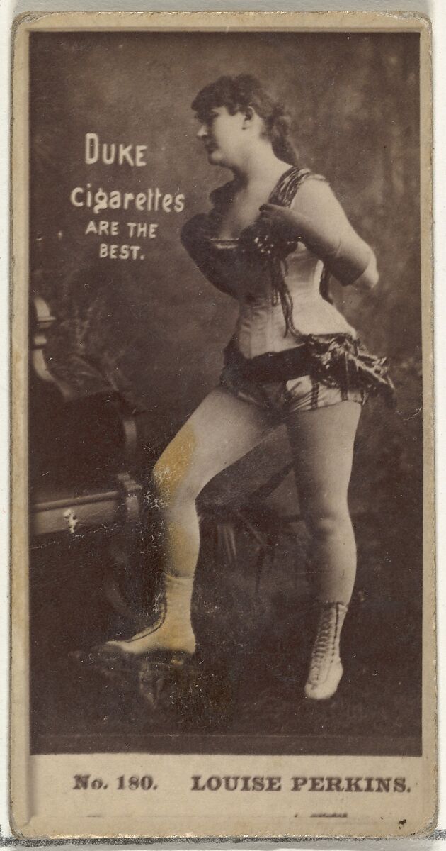 Card Number 180, Louise Perkins, from the Actors and Actresses series (N145-6) issued by Duke Sons & Co. to promote Duke Cigarettes, Issued by W. Duke, Sons &amp; Co. (New York and Durham, N.C.), Albumen photograph 
