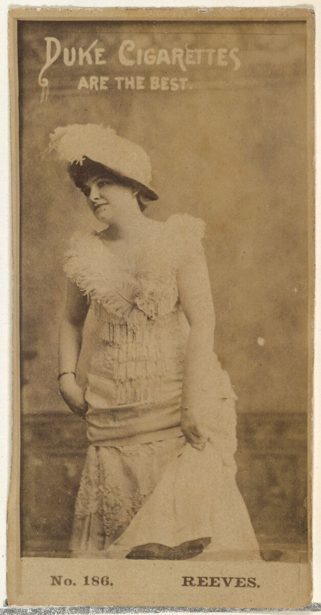 Card Number 186, Miss Reeves, from the Actors and Actresses series (N145-6) issued by Duke Sons & Co. to promote Duke Cigarettes, Issued by W. Duke, Sons &amp; Co. (New York and Durham, N.C.), Albumen photograph 