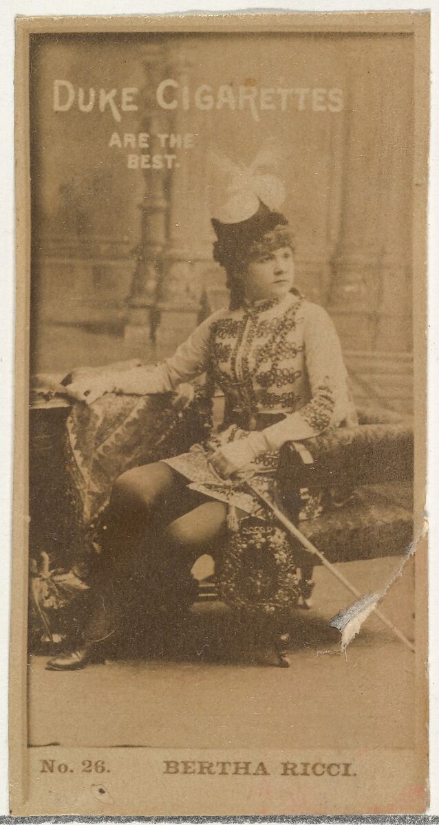 Card Number 26, Bertha Ricci, from the Actors and Actresses series (N145-6) issued by Duke Sons & Co. to promote Duke Cigarettes, Issued by W. Duke, Sons &amp; Co. (New York and Durham, N.C.), Albumen photograph 
