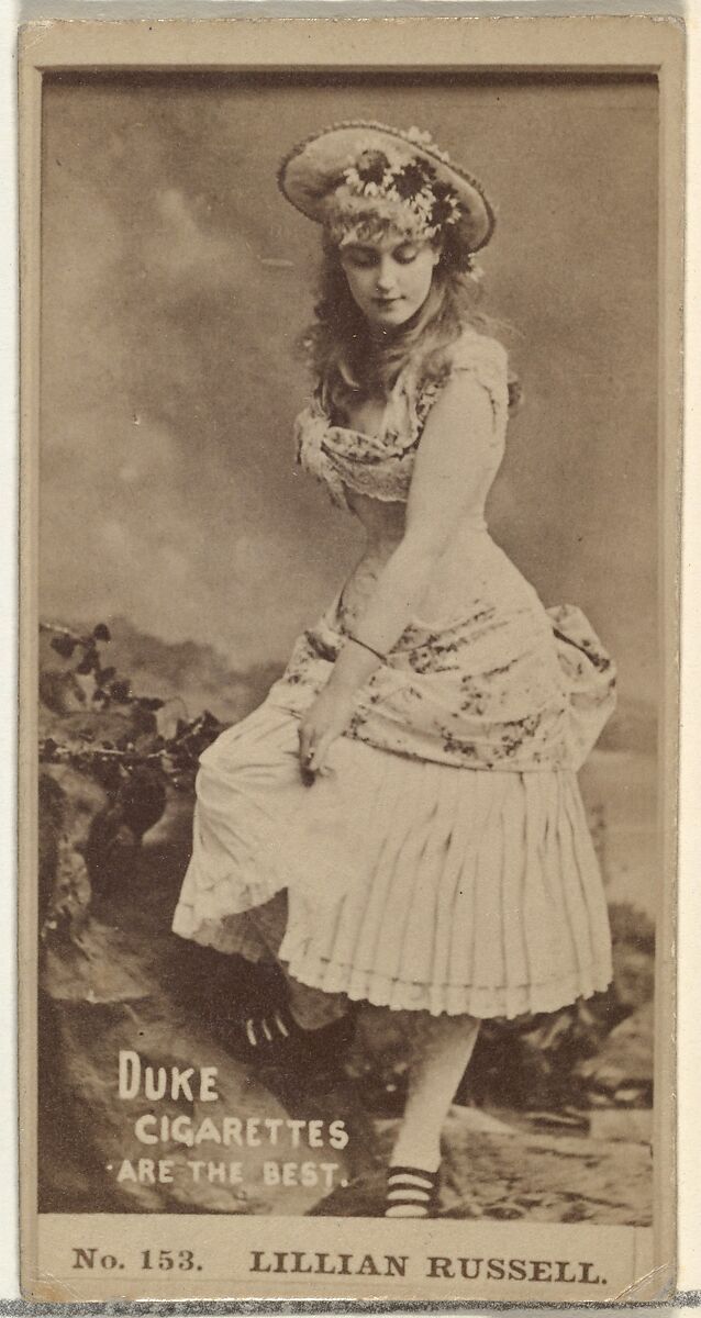 Card Number 153, Lillian Russell, from the Actors and Actresses series (N145-6) issued by Duke Sons & Co. to promote Duke Cigarettes, Issued by W. Duke, Sons &amp; Co. (New York and Durham, N.C.), Albumen photograph 