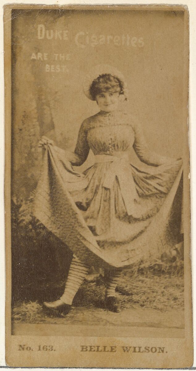 Card Number 163, Belle Wilson, from the Actors and Actresses series (N145-6) issued by Duke Sons & Co. to promote Duke Cigarettes, Issued by W. Duke, Sons &amp; Co. (New York and Durham, N.C.), Albumen photograph 
