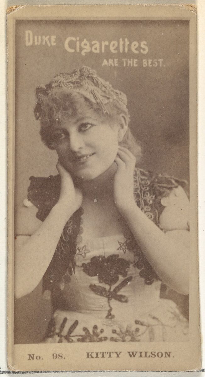 Card Number 98, Kitty Wilson, from the Actors and Actresses series (N145-6) issued by Duke Sons & Co. to promote Duke Cigarettes, Issued by W. Duke, Sons &amp; Co. (New York and Durham, N.C.), Albumen photograph 
