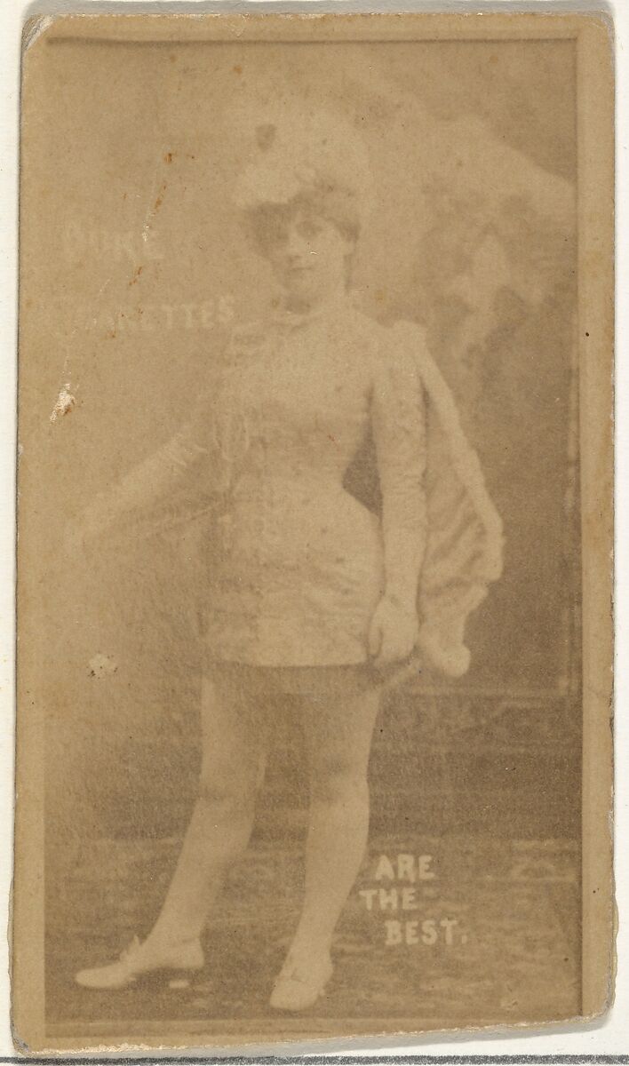 [Actress wearing plumed hat and cape], from the Actors and Actresses series (N145-6) issued by Duke Sons & Co. to promote Duke Cigarettes, Issued by W. Duke, Sons &amp; Co. (New York and Durham, N.C.), Albumen photograph 