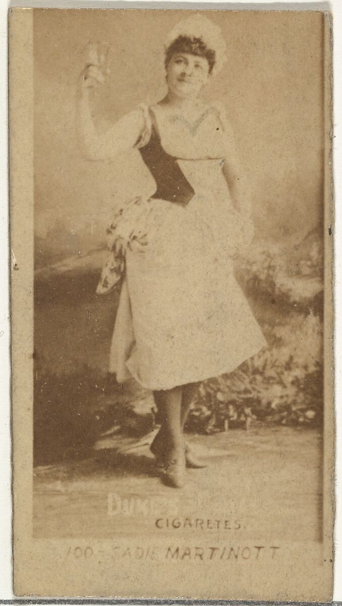 Card Number 100, Sadie Martinot, from the Actors and Actresses series (N145-6) issued by Duke Sons & Co. to promote Duke Cigarettes, Issued by W. Duke, Sons &amp; Co. (New York and Durham, N.C.), Albumen photograph 