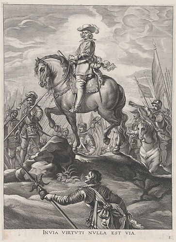 Plate 8: Ferdinand on horseback crossing the Alps; from Guillielmus Becanus's 'Serenissimi Principis Ferdinandi, Hispaniarum Infantis...'