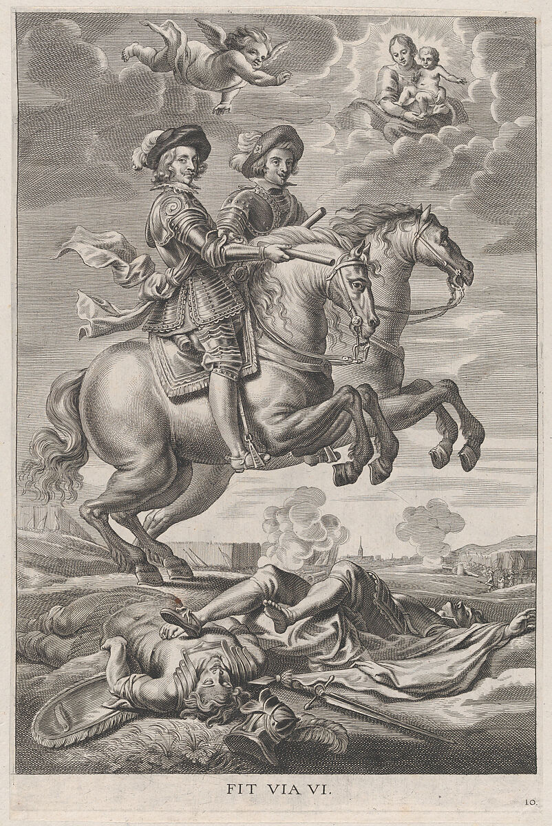 Plate 10: The King of Hungary and Ferdinand on horseback; from Guillielmus Becanus's 'Serenissimi Principis Ferdinandi, Hispaniarum Infantis...', Pieter de Jode II (Flemish, 1606–ca. 1674), Engraving 