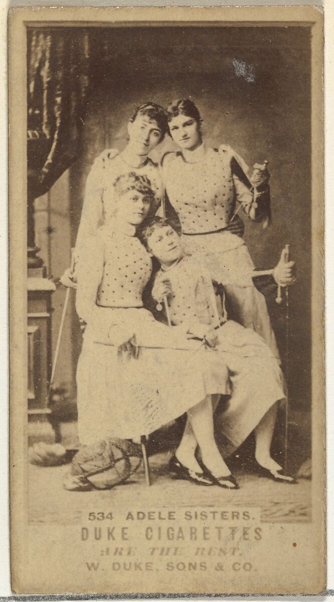 Card Number 534, Adele Sisters, from the Actors and Actresses series (N145-7) issued by Duke Sons & Co. to promote Duke Cigarettes, Issued by W. Duke, Sons &amp; Co. (New York and Durham, N.C.), Albumen photograph 