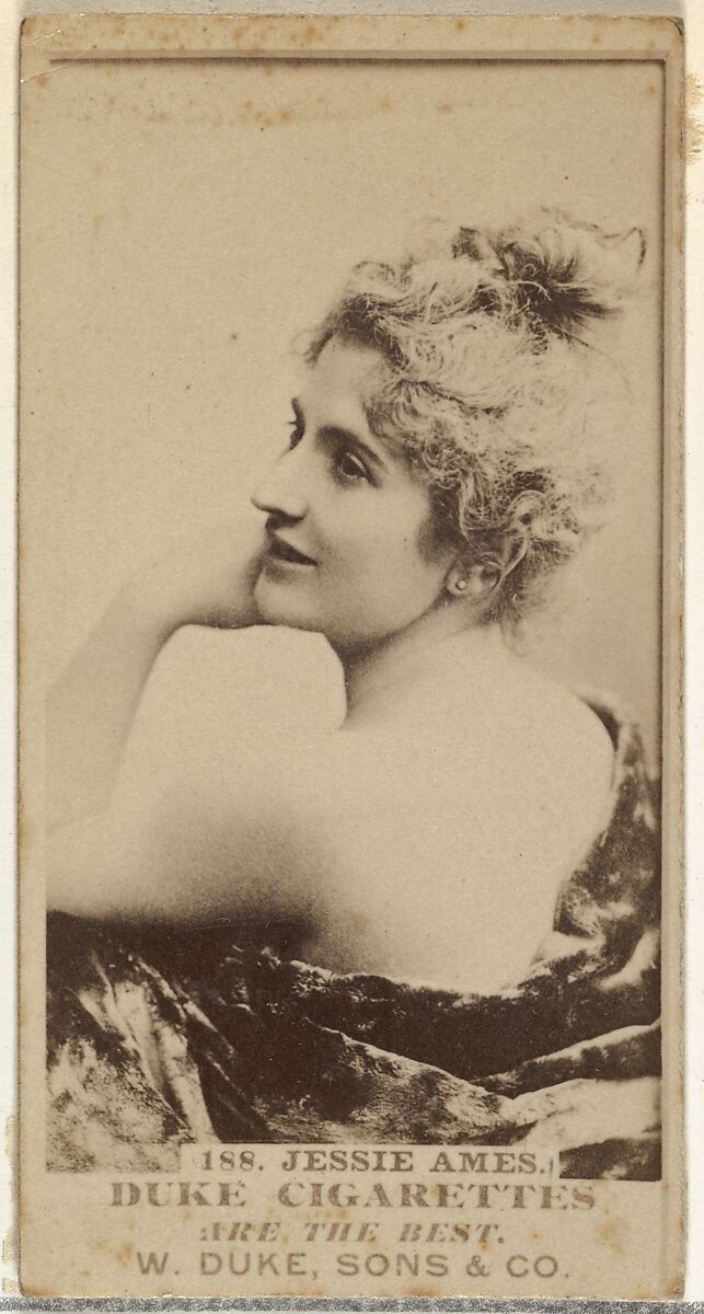 Card Number 188, Jessie Ames, from the Actors and Actresses series (N145-7) issued by Duke Sons & Co. to promote Duke Cigarettes, Issued by W. Duke, Sons &amp; Co. (New York and Durham, N.C.), Albumen photograph 