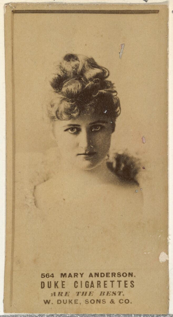 Card Number 564, Mary Anderson, from the Actors and Actresses series (N145-7) issued by Duke Sons & Co. to promote Duke Cigarettes, Issued by W. Duke, Sons &amp; Co. (New York and Durham, N.C.), Albumen photograph 