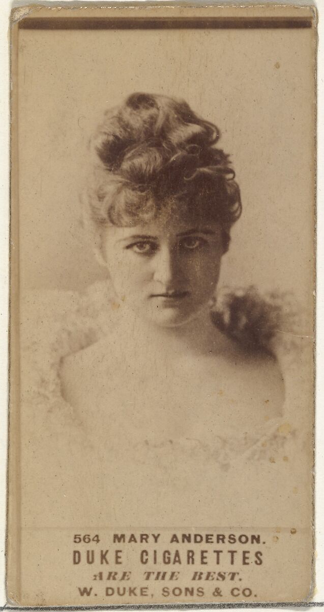 Card Number 564, Mary Anderson, from the Actors and Actresses series (N145-7) issued by Duke Sons & Co. to promote Duke Cigarettes, Issued by W. Duke, Sons &amp; Co. (New York and Durham, N.C.), Albumen photograph 