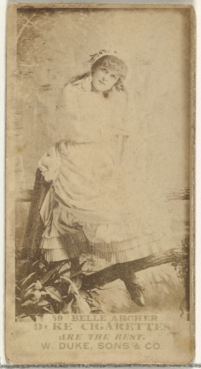 Card Number 59, Belle Archer, from the Actors and Actresses series (N145-7) issued by Duke Sons & Co. to promote Duke Cigarettes, Issued by W. Duke, Sons &amp; Co. (New York and Durham, N.C.), Albumen photograph 